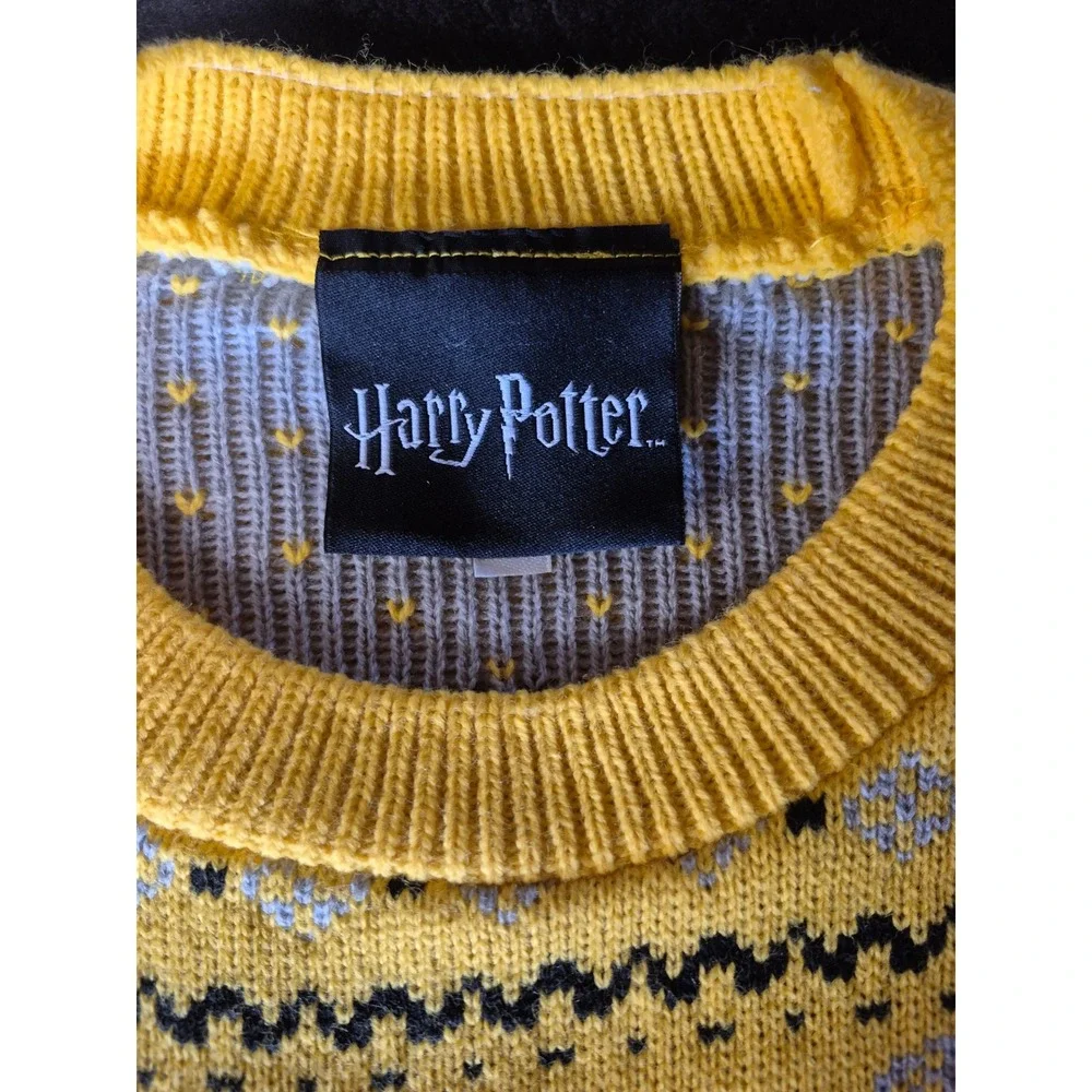 Harry Potter 3XL Hufflepuff House Crest Sweater Yellow Black Knit XXXL